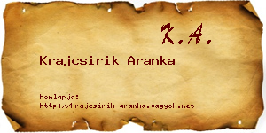 Krajcsirik Aranka névjegykártya